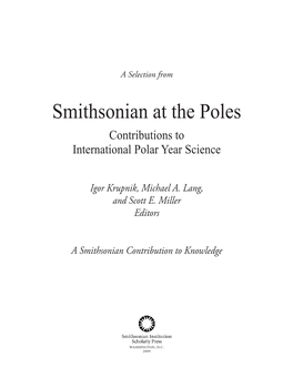 Smithsonian at the Poles Contributions to International Polar Year Science