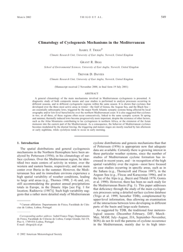 Climatology of Cyclogenesis Mechanisms in the Mediterranean