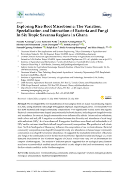 Exploring Rice Root Microbiome; the Variation, Specialization and Interaction of Bacteria and Fungi in Six Tropic Savanna Regions in Ghana