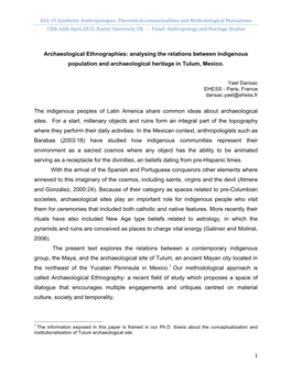 Analysing the Relations Between Indigenous Population and Archaeological Heritage in Tulum, Mexico