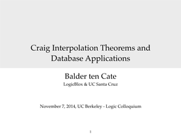 Craig Interpolation Theorems and Database Applications