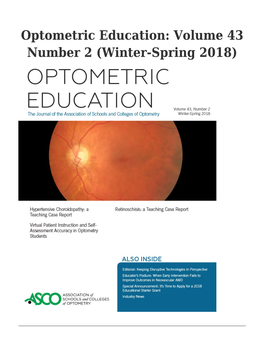 Volume 43 Number 2 (Winter-Spring 2018) Table of Contents Hypertensive Choroidopathy: a Teaching Case Report