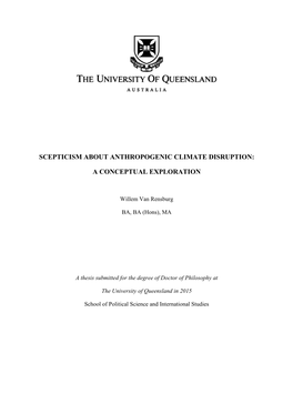 Scepticism About Anthropogenic Climate Disruption: a Conceptual