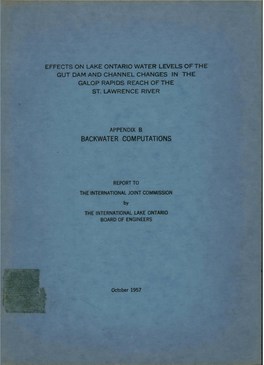 Effects on Lake Ontario Water Leyiels of the Gut