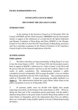 File Ref: HAB/R&SD/4038-1-55-6 LEGISLATIVE COUNCIL BRIEF BID