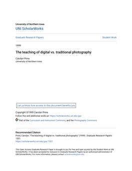 The Teaching of Digital Vs. Traditional Photography