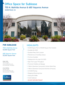 Office Space for Sublease 755 N