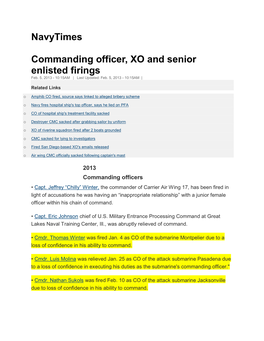 Navytimes Commanding Officer, XO and Senior Enlisted Firings