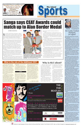 Sanga Says CEAT Awards Could Match up to Alan Border Medal