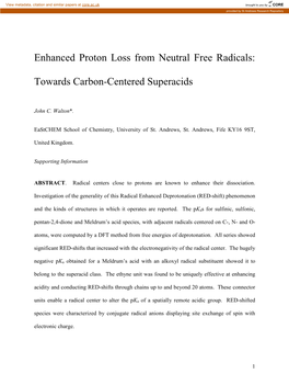 Enhanced Proton Loss from Neutral Free Radicals