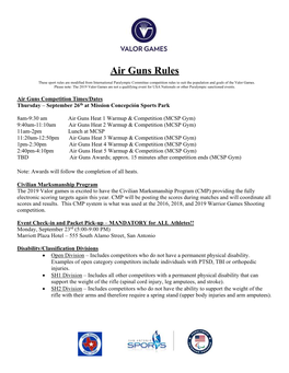 Air Guns Rules