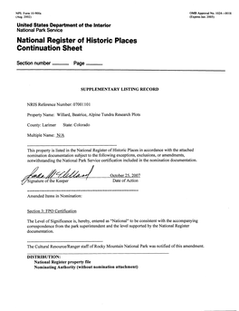 National Register of Historic Places Continuation Sheet