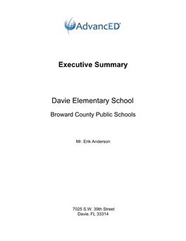 Executive Summary Davie Elementary School