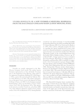 Carnivora, Mammalia) from the Baccinello-Cinigiano Basin (Latest Miocene, Italy)