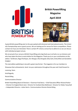 British Powerlifting Magazine April 2019