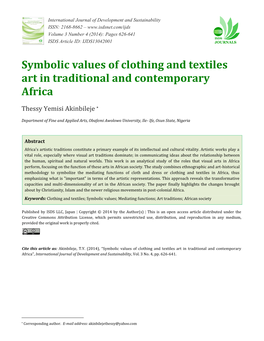 Symbolic Values of Clothing and Textiles Art in Traditional and Contemporary Africa