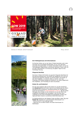 Swiss Orienteering Week 2019 May 2019