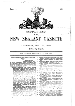 New Zealand' Gazette of Thursday, July 24, 1930