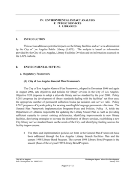 Iv. Environmental Impact Analysis F