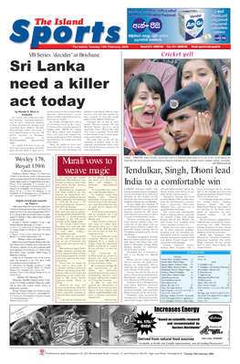 Sri Lanka Need a Killer Act Today by Revata S