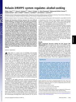 Relaxin-3/RXFP3 System Regulates Alcohol-Seeking