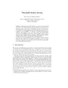 Threshold Traitor Tracing