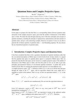 Quantum States and Complex Projective Space