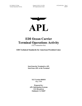 EDI Ocean Carrier Terminal Operations Activity (322 Transaction Set)