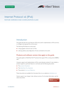 Ipv6 Feature Overview and Configuration Guide