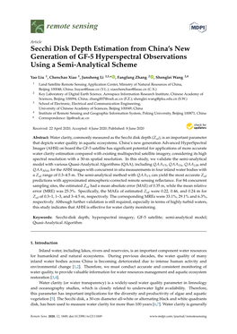 Secchi Disk Depth Estimation from China's New Generation of GF-5