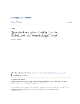 Fertility Tourists, Globalization and Feminist Legal Theory Richard F