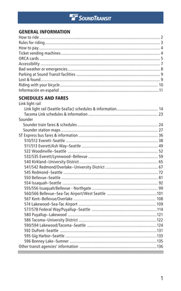 General Information Schedules and Fares