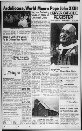 Archdbcese, World Mourn Pope John XXIII