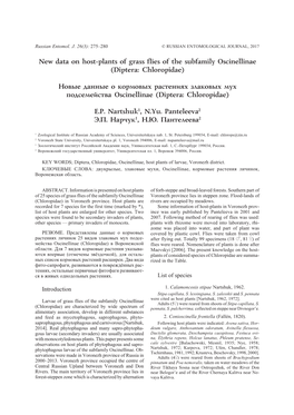 New Data on Host-Plants of Grass Flies of the Subfamily Oscinellinae (Diptera: Chloropidae)