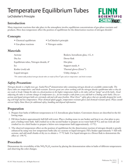 Temperature Equilibrium Tubes Lechâtelier’S Principle SCIENTIFIC