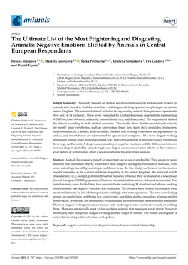 The Ultimate List of the Most Frightening and Disgusting Animals: Negative Emotions Elicited by Animals in Central European Respondents