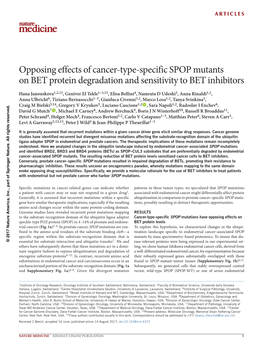 Opposing Effects of Cancer-Type-Specific SPOP Mutants