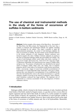 The Use of Chemical and Instrumental Methods in the Study of the Forms of Occurrence of Sulfides in Bottom Sediments