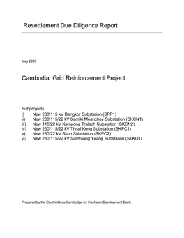 Resettlement Due Diligence Report Cambodia: Grid Reinforcement