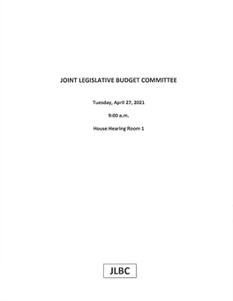 Joint Legislative Budget Committee Meeting