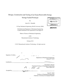 Design, Construction and Testing of an Ocean Renewable Energy