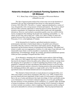 Holarchic Analysis of Livestock Farming Systems in the US Midwest W