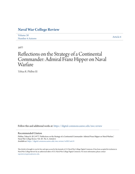 Reflections on the Strategy of a Continental Commander: Admiral Franz Hipper on Naval Warfare Tobias R