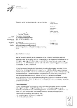 2 0 [M 2Flj2 Onderwerp Voortgangsrapportage Actualiseren Bestemmingsplannen En Beleid Ruimtelijke Ordening 201 1