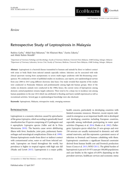 Retrospective Study of Leptospirosis in Malaysia