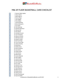 1986-87 Fleer Basketball Checklist