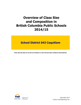Overview of Class Size and Composition in British Columbia Public Schools 2014/15