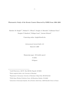 1– Photometric Study of the Kreutz Comets Observed