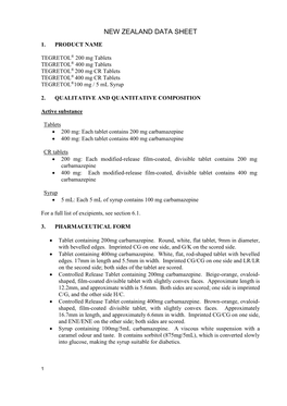 Tegretol Data Sheet