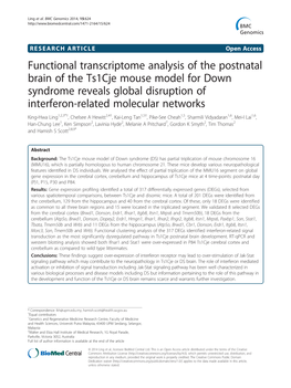 Functional Transcriptome Analysis of the Postnatal Brain of the Ts1cje